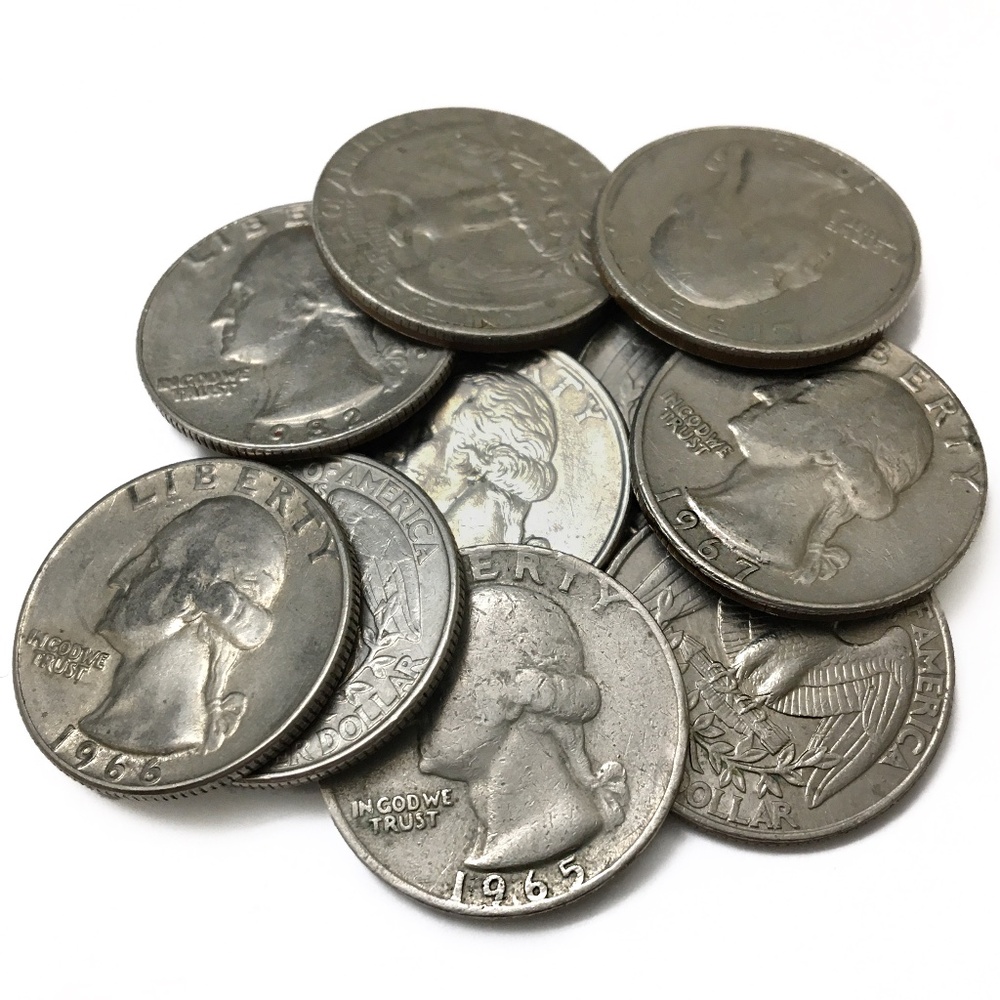 Vintage USA 25-Cent Coins